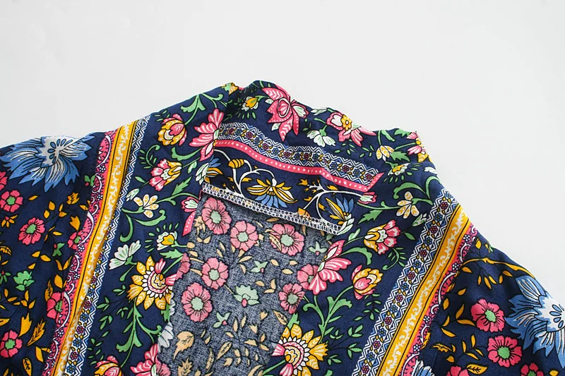 Женское пляжное кимоно с цветочным принтом V-образным вырезом и поясом | Женская