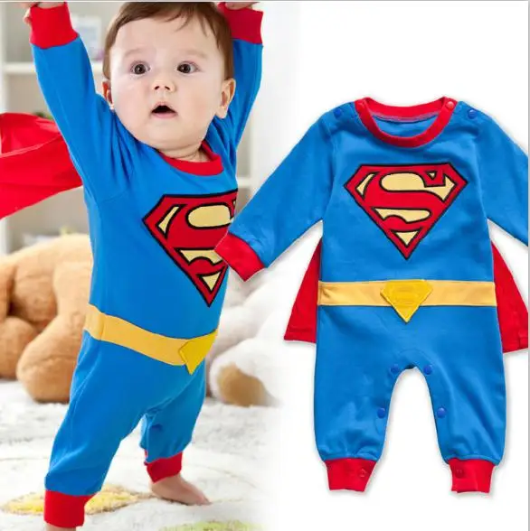 Superman Full Superman Romper Costume With Removable Cape Fashion Baby Superhero Jumpsuit Infant Toddler Superboy Batman Onesie Multi 3-18M - Цвет: Superman Full