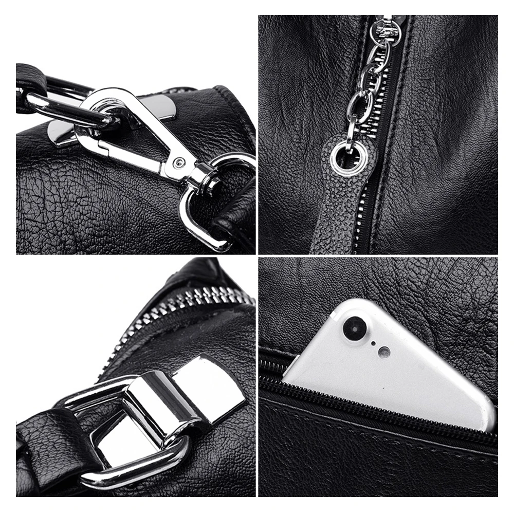 Preppy Capacity Pu Leather Backpack Large Female Casual Travel Bagpack Bookbag School Bags For Teenager |