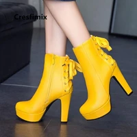 bottes femmes women classic yellow high quality plus size 34 to 43 high heel boots lady cool waterproof black boots e6097