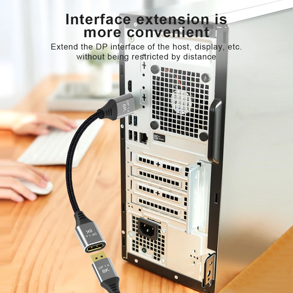 

Zihan DisplayPort 1.4 8K 60hz Cable Ultra-HD UHD 4K 144hz Male to Female Cable 7680*4320 for Video PC Laptop TV