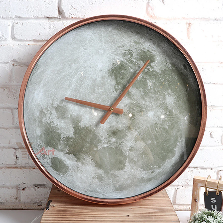 Large Metal Wall Clock Modern Design Living Room Decoration Creative Planet Earth 3D Clocks Big Watch Home Decor 50 cm | Дом и сад