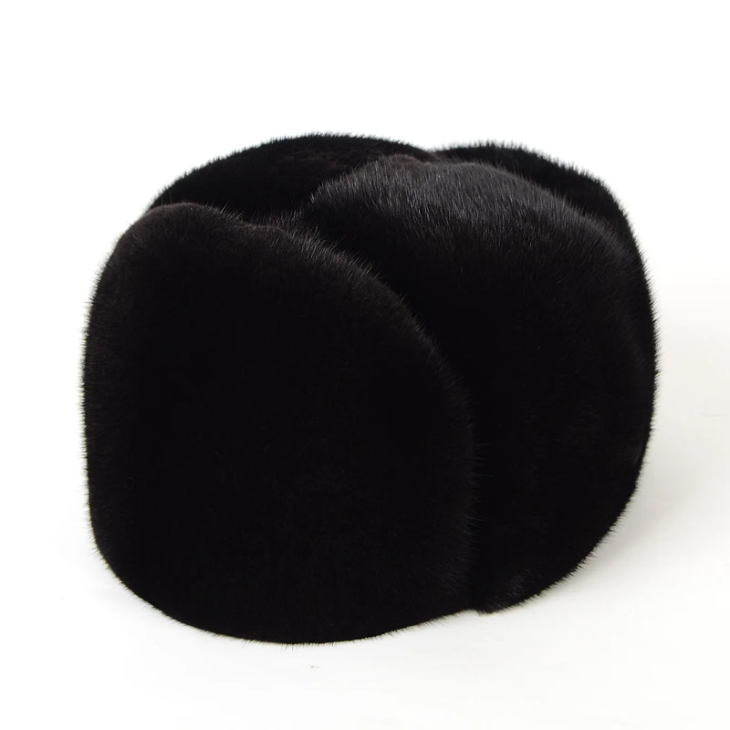 Hats Fur Mink Black Men's Hats Autumn-winter Mink Fur Casual Hat Mink Hat Real Fur 2020 New Cap For Man