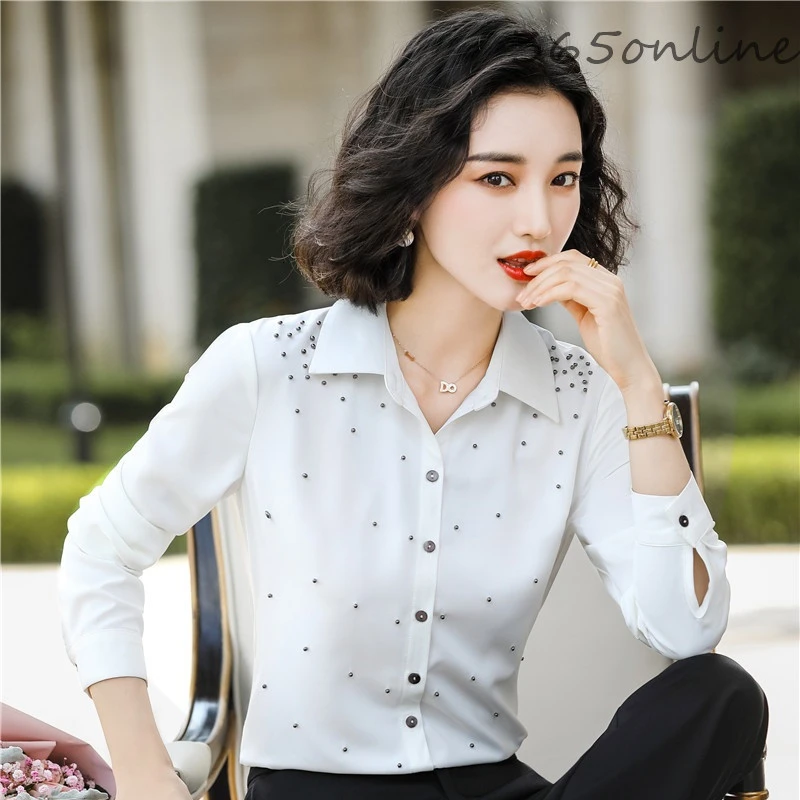 Новинка белые Формальные OL стильные блузки рубашки для женщин Бизнес Рабочая