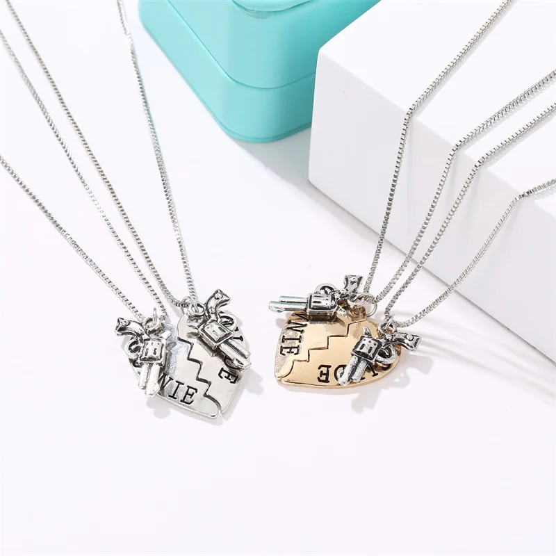 ZS 2 шт./компл. в форме сердца съемное ожерелье для пар женская и Мужская винтажная