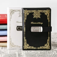 password book with lock pattern cover diary simple notebook a5 student thickened european retro hand ledger office stationery
