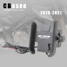 Mobile Phone Holder With USB Charger CNC Aluminum For Honda CB650R CB 650R 650 R 2019 2020 2021 Motorcycle Accessories