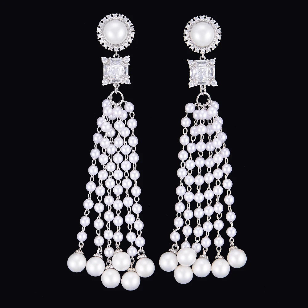 

LARRAURI 2019 красивые богемные серьги с бахромой и искусственным жемчугом для женщин модные серьги с кисточками ювелирные изделия для вечерние ...