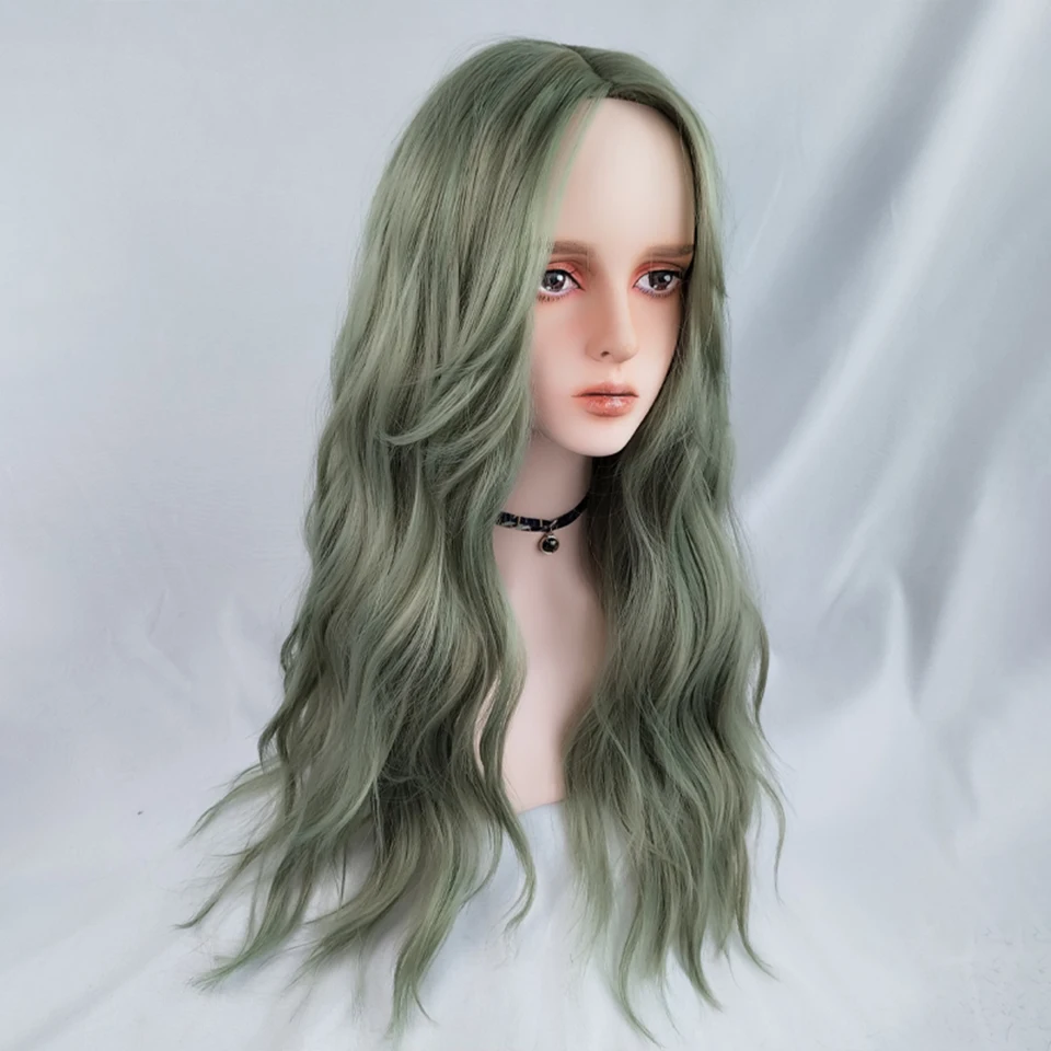 

BUQI Synthetic Long Straight Womens Wig Part Side Hair Ombre Wigs Heat Resistant Gradient Purple Gray Blue Wigs for Women