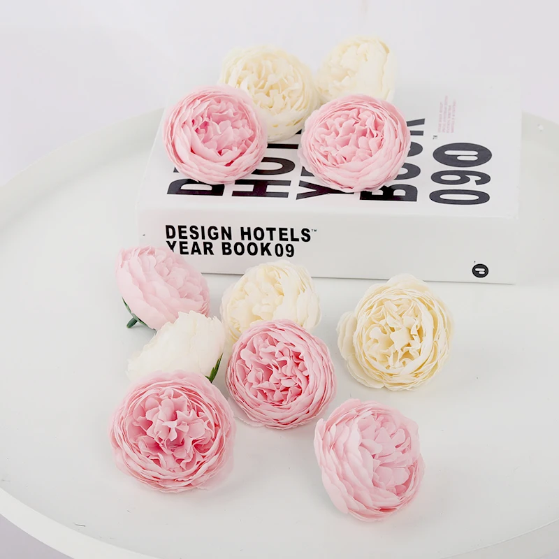 5pcs Pink Artificial Flowers Head Silk Peony Fake Flower for Wedding Home DIY Decor Party Birthday Scrapbooking Wreath Accessory | Дом и сад