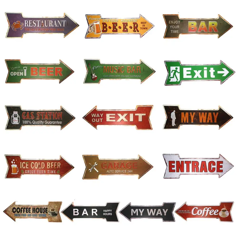 Винтажный металлический знак My way arrow постеры гаражный декор для мужской пещеры