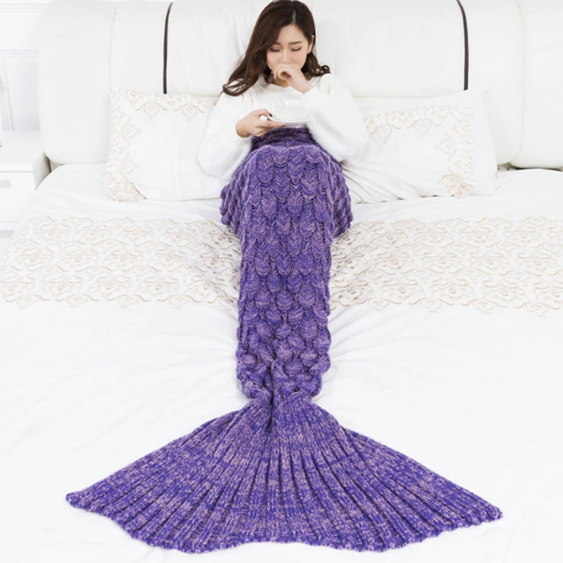 Вязаное одеяло хвост русалки очень мягкое всесезонное вязаное Русалочка ручной