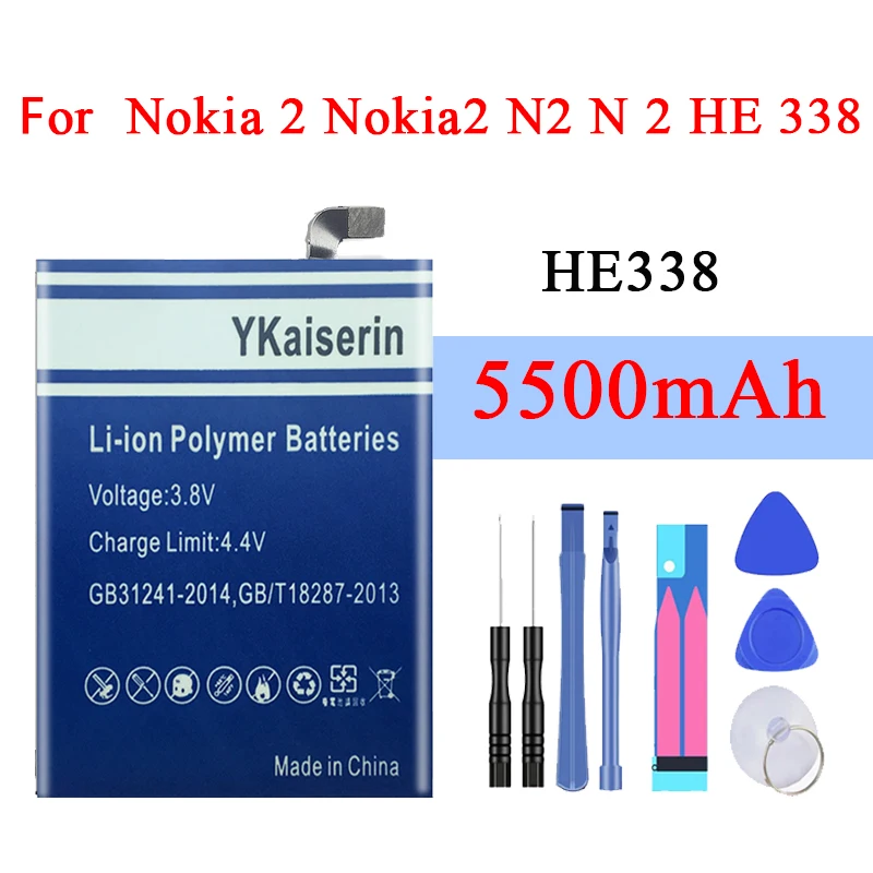 YKaiserin Новый Хорошее качество AAA HE338 5500mAh безопасный аккумулятор для Nokia 2 Замена