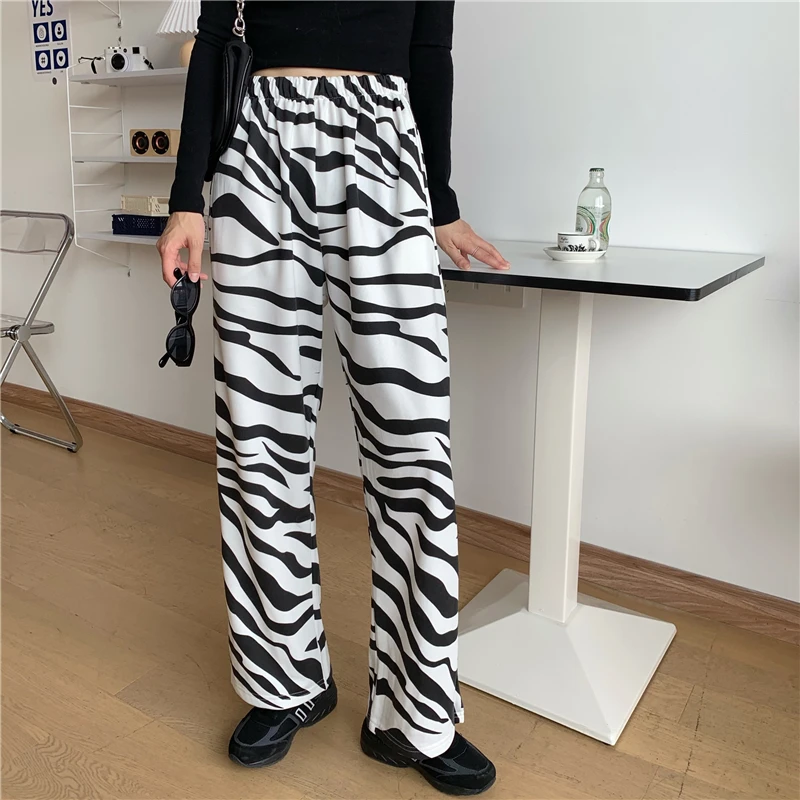 

Casual Style Zebra Pattern Straight Pants Loose Women's Clothing Vintage Style Fashion Brand Hipster Spring Autumn Capris