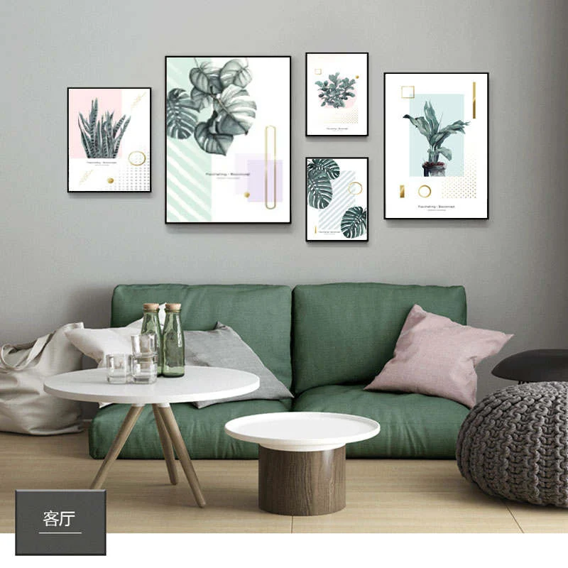 Yumeart плакат с акварелью растениями монстеры листьями печатный пейзаж настенная