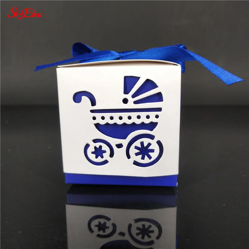 royal blue 10 шт. детская коляска Свадебная подарочная коробка для конфет, мыла очаровательные душевые коробки для конфет Свадебная вечеринка Подарочная сумка с лентой 7Z - Цвет: royal blue