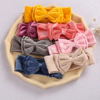 double layer bow baby girl hair accessories velvet wide headbands for children soft solid colour bowknot hairbands kids headwear