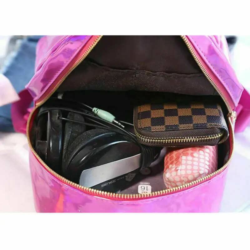 Женский мини-рюкзак из искусственной кожи яркий блестящий рюкзак на плечо