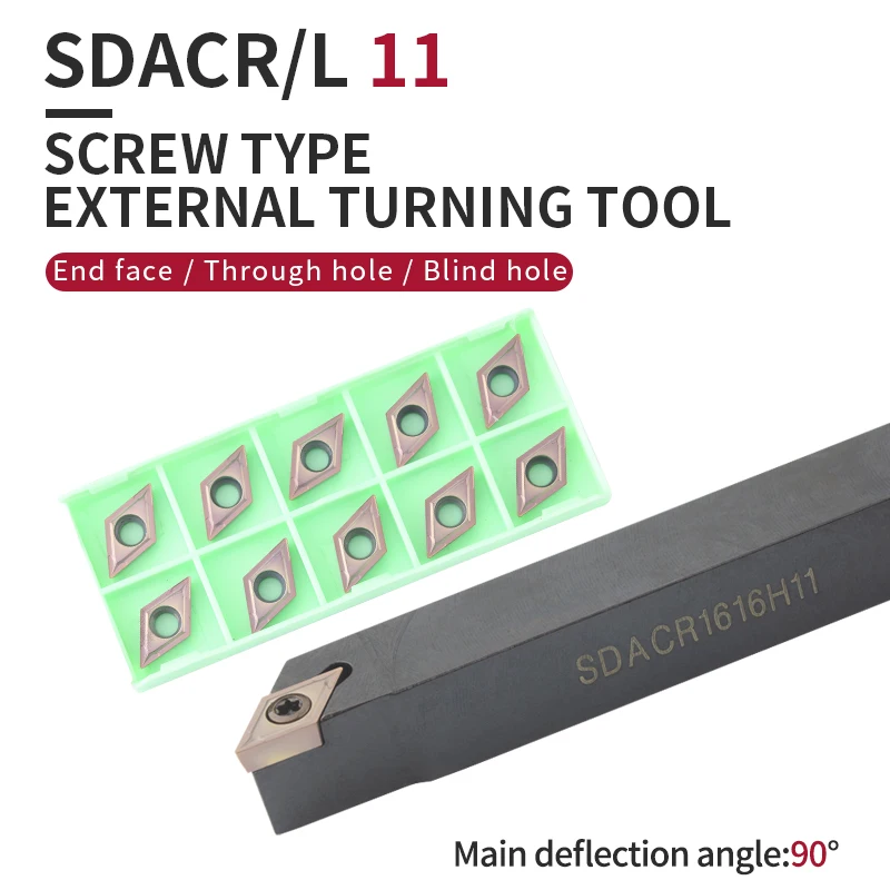 1pc SDACR1212H11 SDACR1616H11 SDACR2020K11 External Turning Tool Holder DCMT Carbide Inserts Lathe CNC Cutting Tools Set