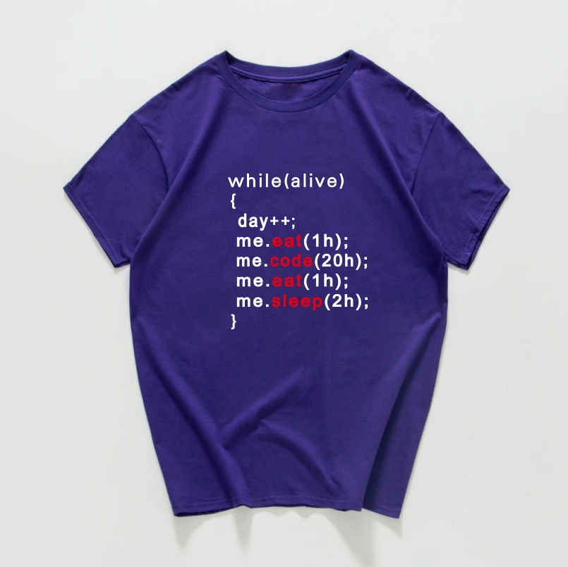 

Programmer Funny T Shirt Day Eat Sleep Letter Cotton T-shirt Casual Summer Tops Oversized Streetwear Mens Harajuku Clothes