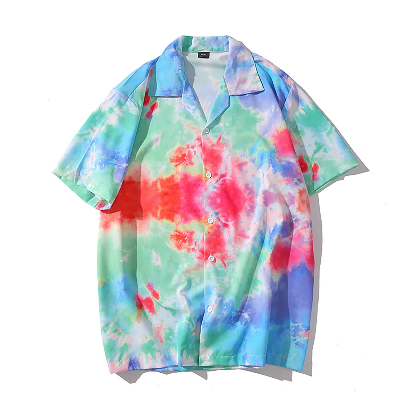 

Men's New Fashion Tie-dye Printed Shirts Hawaiian Short Sleeve Button Shirt Summer Beach Style Male Blouse Tops Chemises Hommes