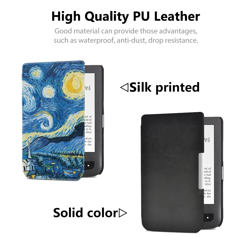 Чехол-обложка с шелковым принтом для Pocketbook basic touch lux 2 614/624/626 pocketbook 626 plus ereader