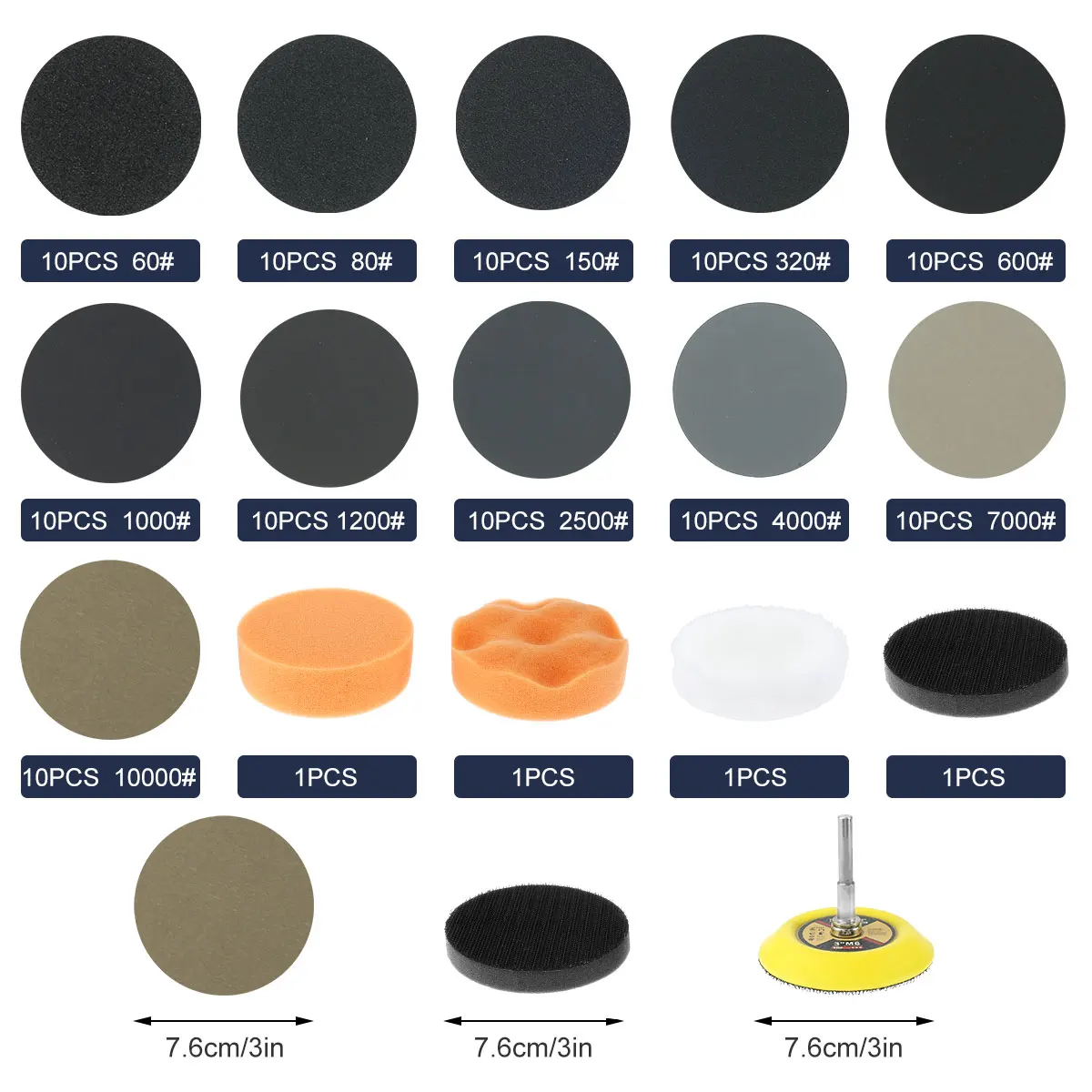 

128Pcs Sanding Disc Silicon Carbide Surface Conditioning Disc Round Sanding Disc Paper for Surface Polish Burr Finish Rust Paint