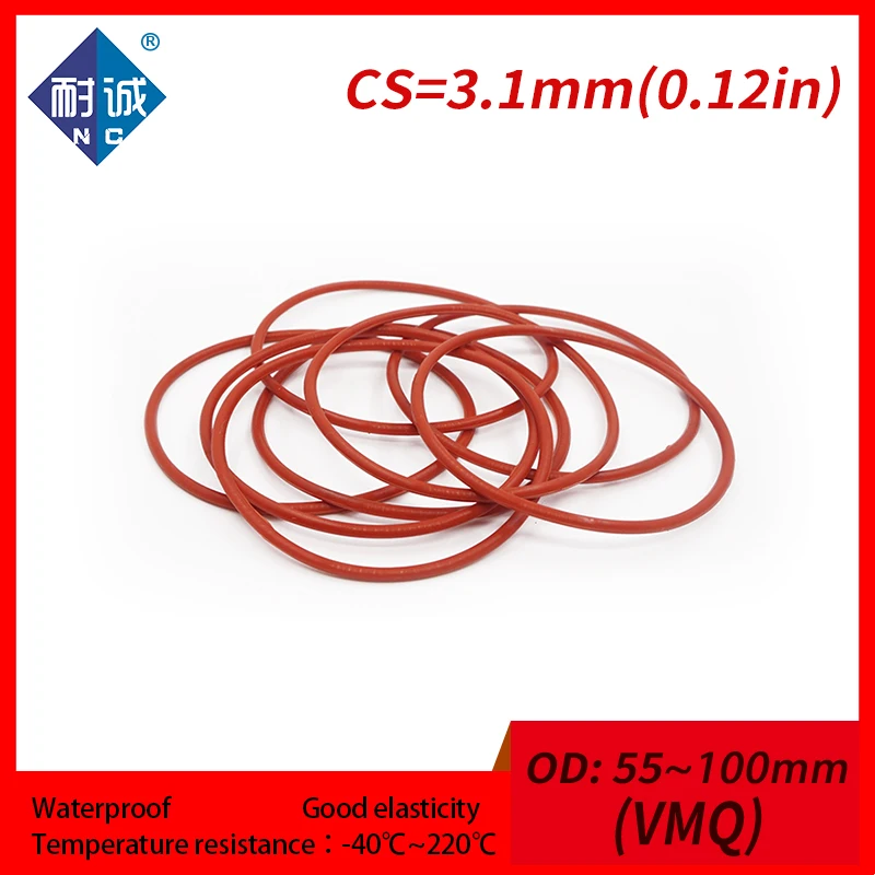 1 шт./лот силиконовый каучук красный VMQ CS 3 мм OD55/60/100 прокладка кольцо силикона