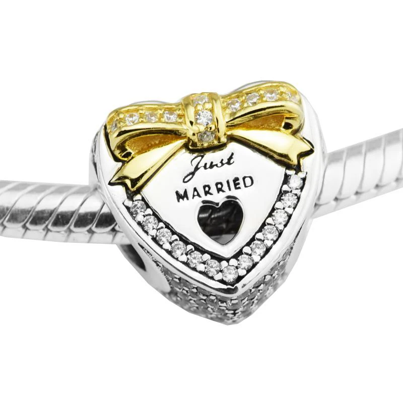 

La Menars New Wedding Heart Bead Fit Original Pandora Charm Bracelet Genuine 925 Sterling Silver For Women Jewelry DIY Making
