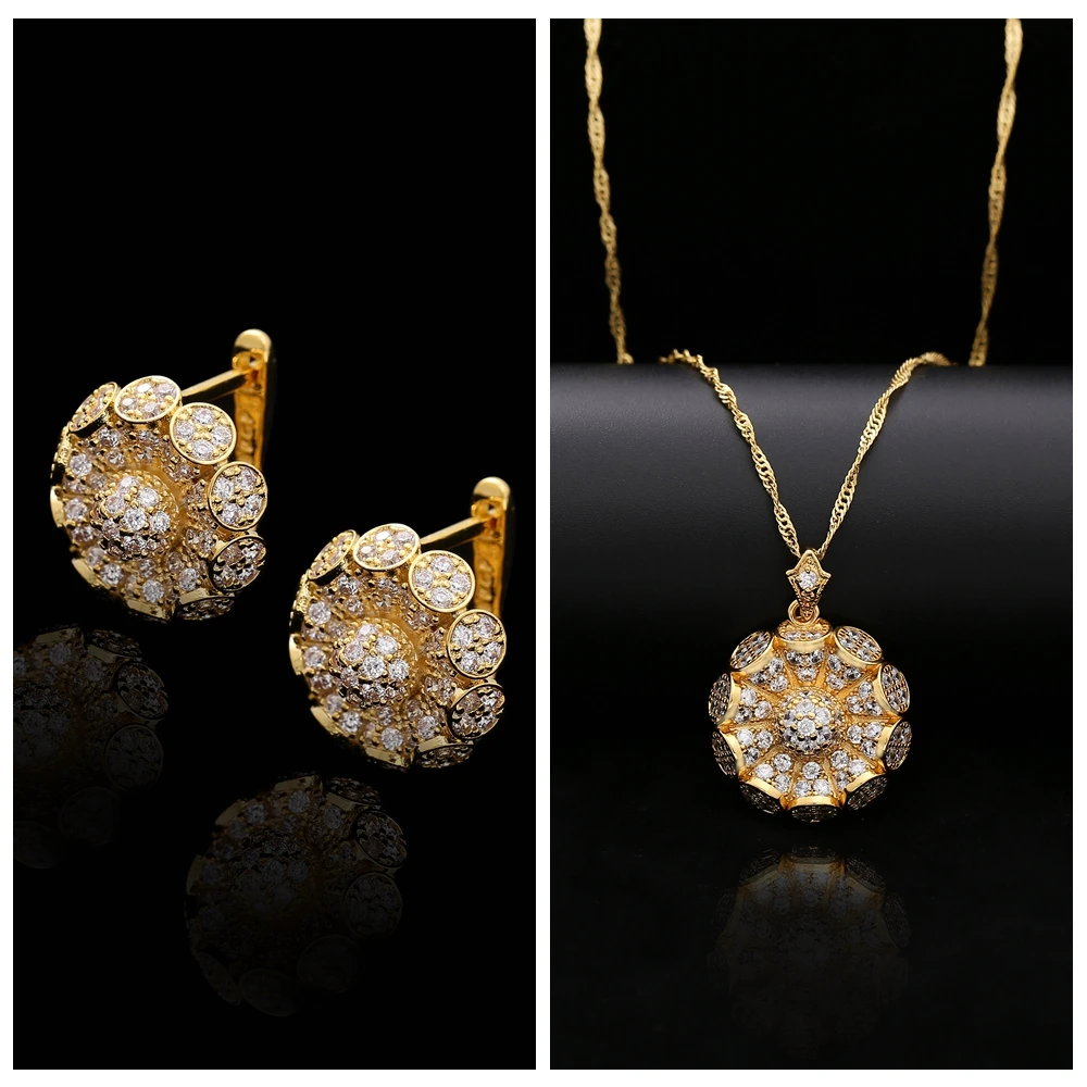 

Luxury Jewelry Sets Gold Color Necklace & Earring Set for Women Vintage Fashion Daily Joker Jewelery Delicate Bridal Gifts