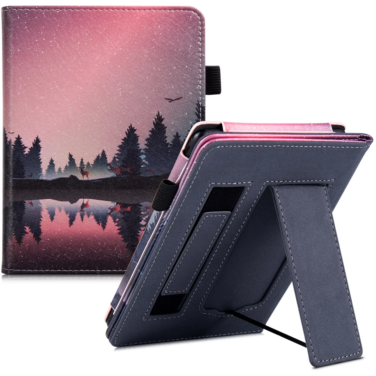 

Stand Case for Kobo Nia eReader (Model N306) - PU Leather Protective Cover with Hand Strap/Magnetic Closure and Auto Sleep/Wake