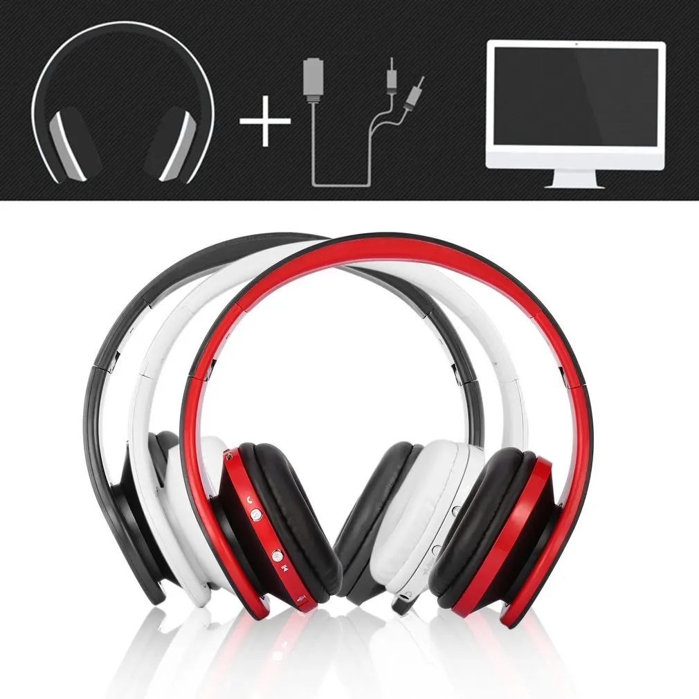 Bluetooth наушники с микрофоном для мобильного компьютера планшета тяжелый бас складной портативный регулируемый для iPhone ПК ноутбука 3,5 мм аудио