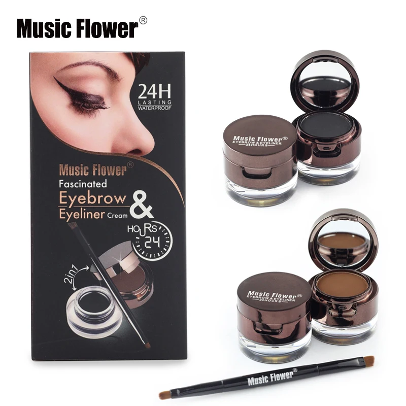 Music Flower брендовый набор для макияжа водостойкая гелевая подводка для век Пудра для бровей Стойкая подводка для глаз натуральная кисть для бровей Косметика