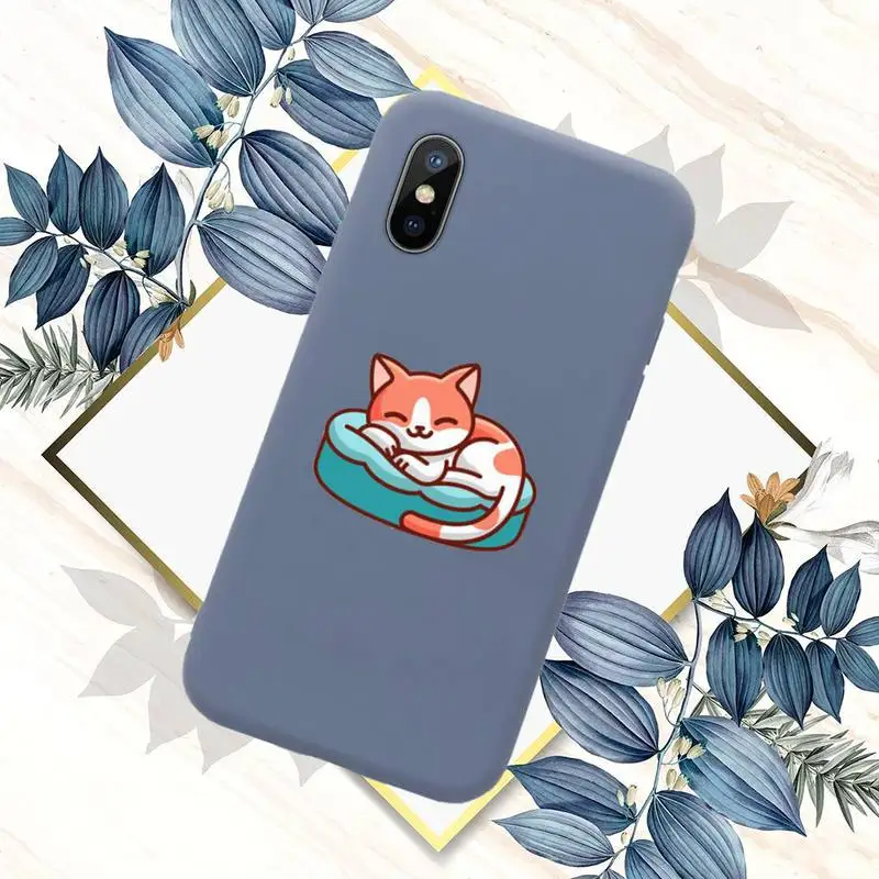 

Cute cat dog love cartoon Phone Case Candy Color for iPhone 11 12 mini pro XS MAX 8 7 6 6S Plus X SE 2020 XR