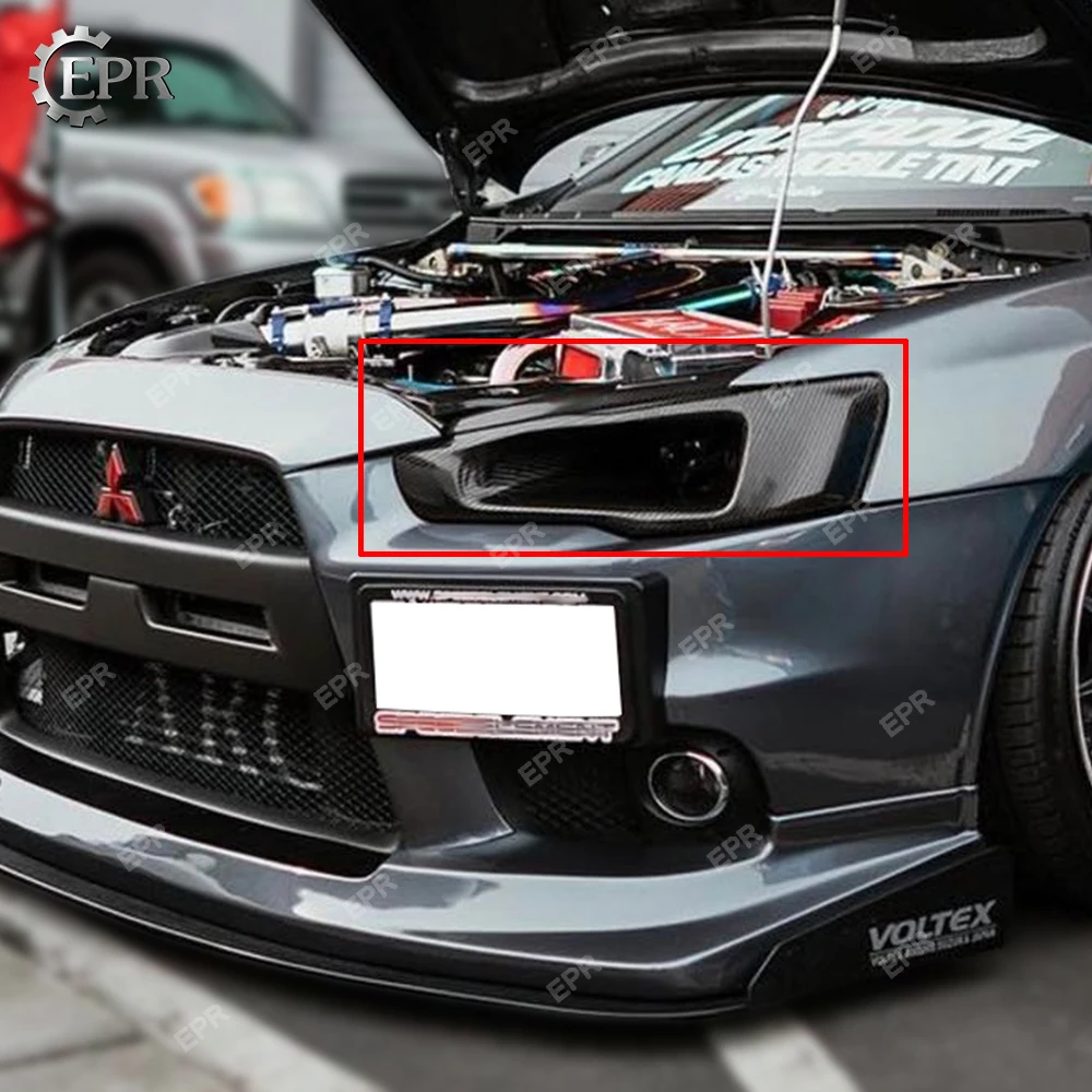 Для Evolution EVO 10 углеродное волокно вентилируемые фары блок из панели (LHS) для Mitsubishi