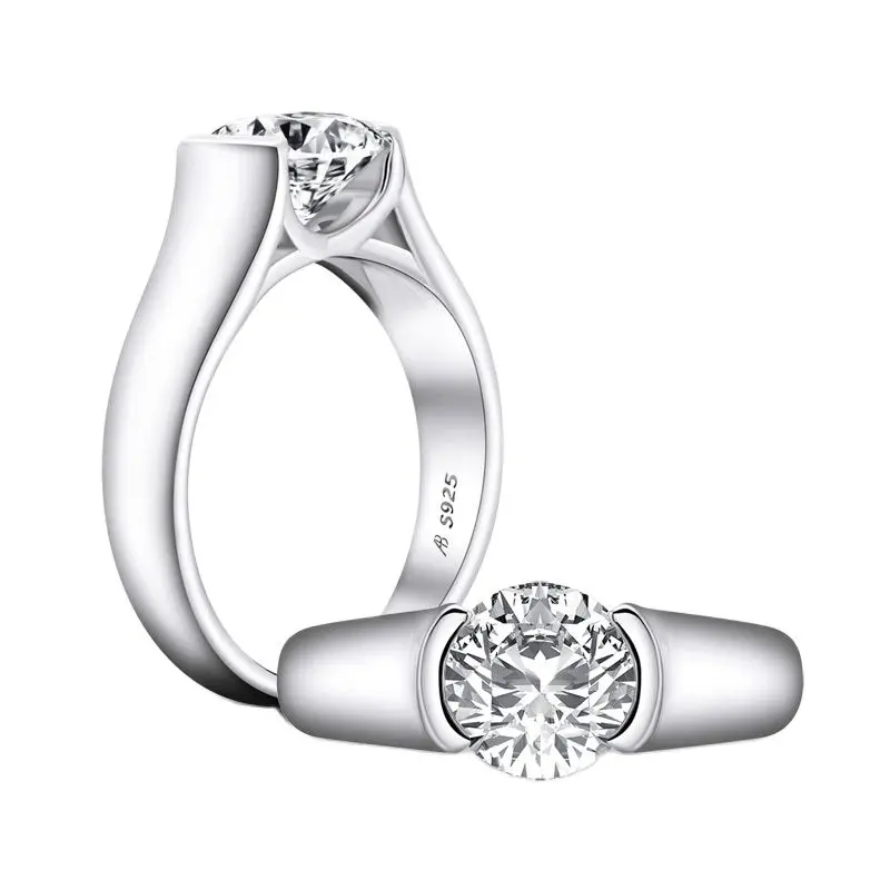 

2021 Fashion Simple 925 Sterling Silver Female Ring 2 Carats Sona Diamond Ring Exquisite Jewelry Accessories For Wedding