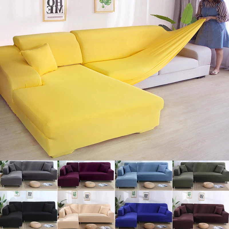 

Elastic Solid Slip Seat Covers Couches L Shaped Corner Sofa Covers for Living Room Furniture Sectional Couch Covers Protector