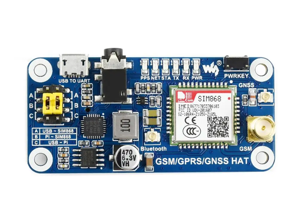 Шляпа GSM / GPRS/ GNSS/ Bluetooth для Raspberry Pi 3 0 поддержка SMS телефонных звонков GPRS DTMF HTTP FTP MMS