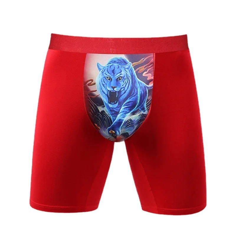 

Fashion Animal Print Men Long Boxer Shorts Breathable Cotton Underwear Male Long Leg Panties Underpants Mens Boxers Cueca Homme