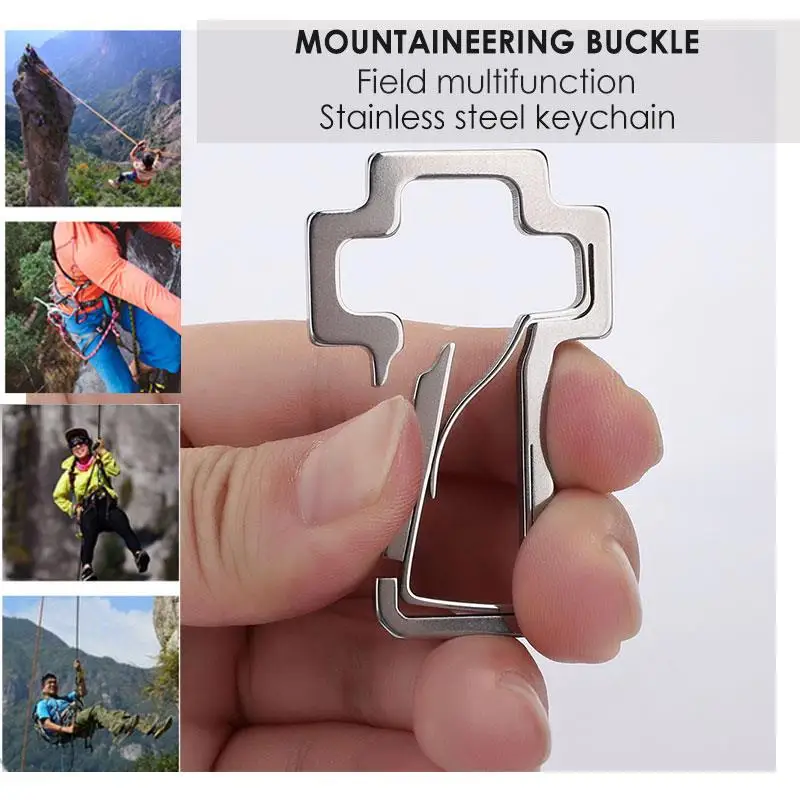 

Stainless Steel Silver Multifunctional Buckle Climbing Buckle Mountaineering Buckle Versatile Hook Outdoor Survival Travel