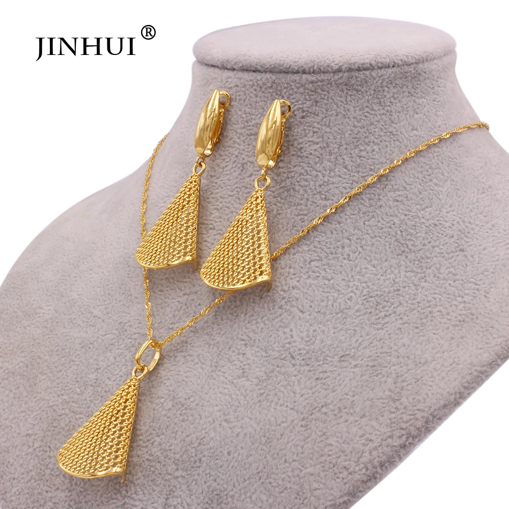 

Dubai new luxury gold color jewelry sets for women Indian bridal necklace earrings African wedding gifts jewellery set