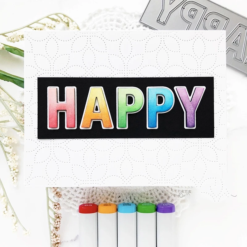 

JC Metal Cutting Dies Happy Letters DIY for Scrapbooking Dies Cut Handmade Shape Stencil Craft Mold Mould Model Decor New Design