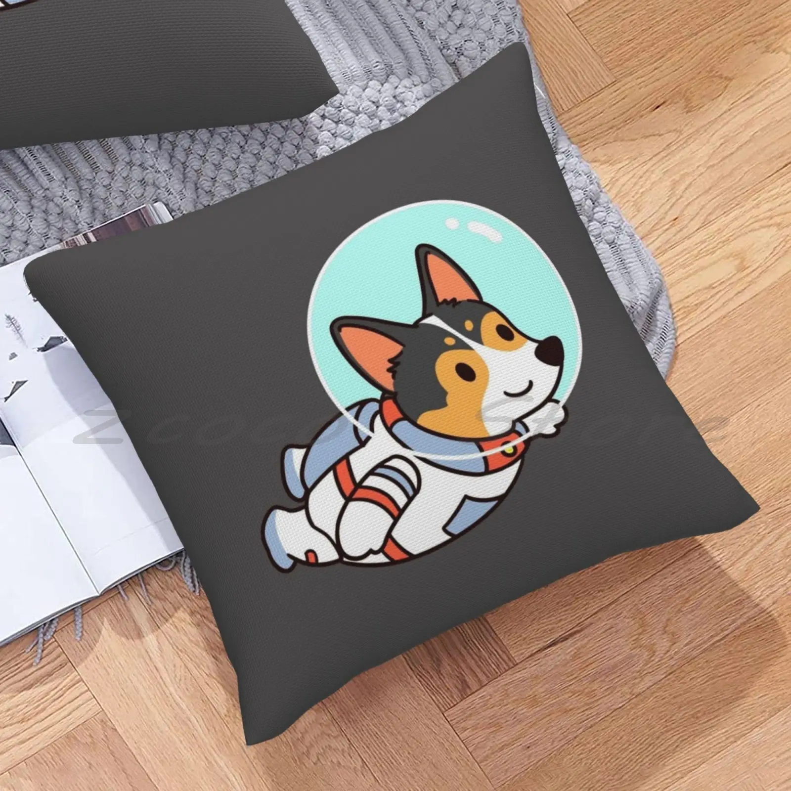 Трехцветная наволочка для корги с изображением астронавта подушки из хлопка