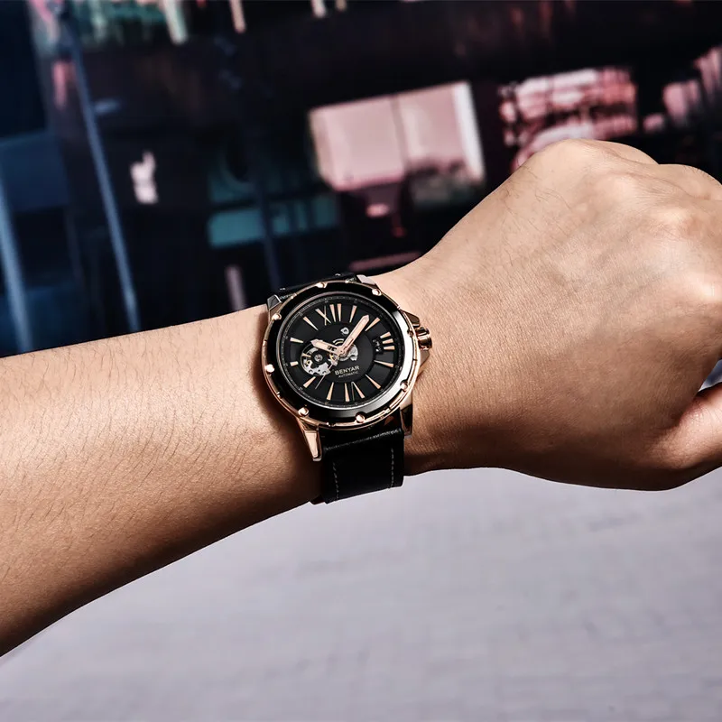 Часы наручные BENYAR Мужские механические брендовые Модные Роскошные