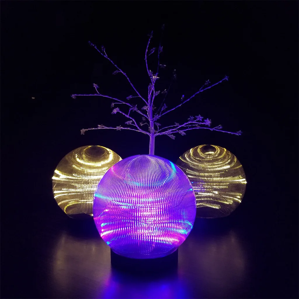 2019 светодиодный шар с вертикальным узором теплый белый цвет ночник для спальни