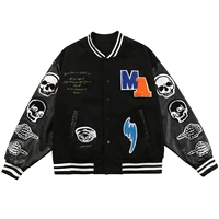 lacible men bomber jacket skull death embroidery baseball jacket coat hip hop vintage varsity jacket streetwear unisex outwear