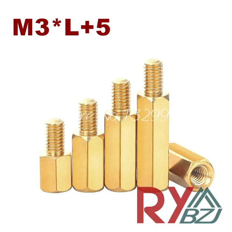 M3 * L + 5 латунная Проставка внутренняя и наружная резьбовая шестигранная