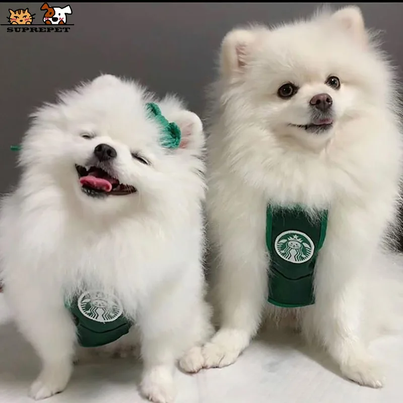 

SUPREPET Coffee Shop Dog Clothes for Small Dogs Cartoon Cat Bibs Schnauzer Poodle Pomeranian Pet Costume Designer Dog Clothes