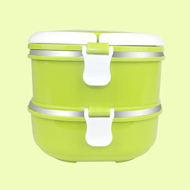 2 layer green TenBroman Ланч-бокс из нержавеющей стали для детей, Детский Школьный Ланч-бокс, контейнеры для еды, ланчбокс для детей, милый для детей - Цвет: 2 layer green
