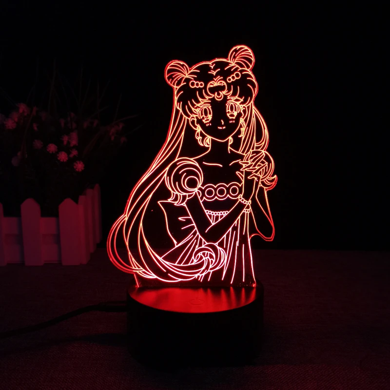 NewAnime Figure Sailor Moon Tsukino Usagi Warrior 3d Led Lamp Bedhome Manga Ninght Lights Room Lampara Dormitorio Model Toy | Игрушки и